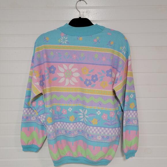 Additions by Ronnie Vintage 80s Medium Mock Neck Sweatshirt Cottagecore Floral - Picture 2 of 8